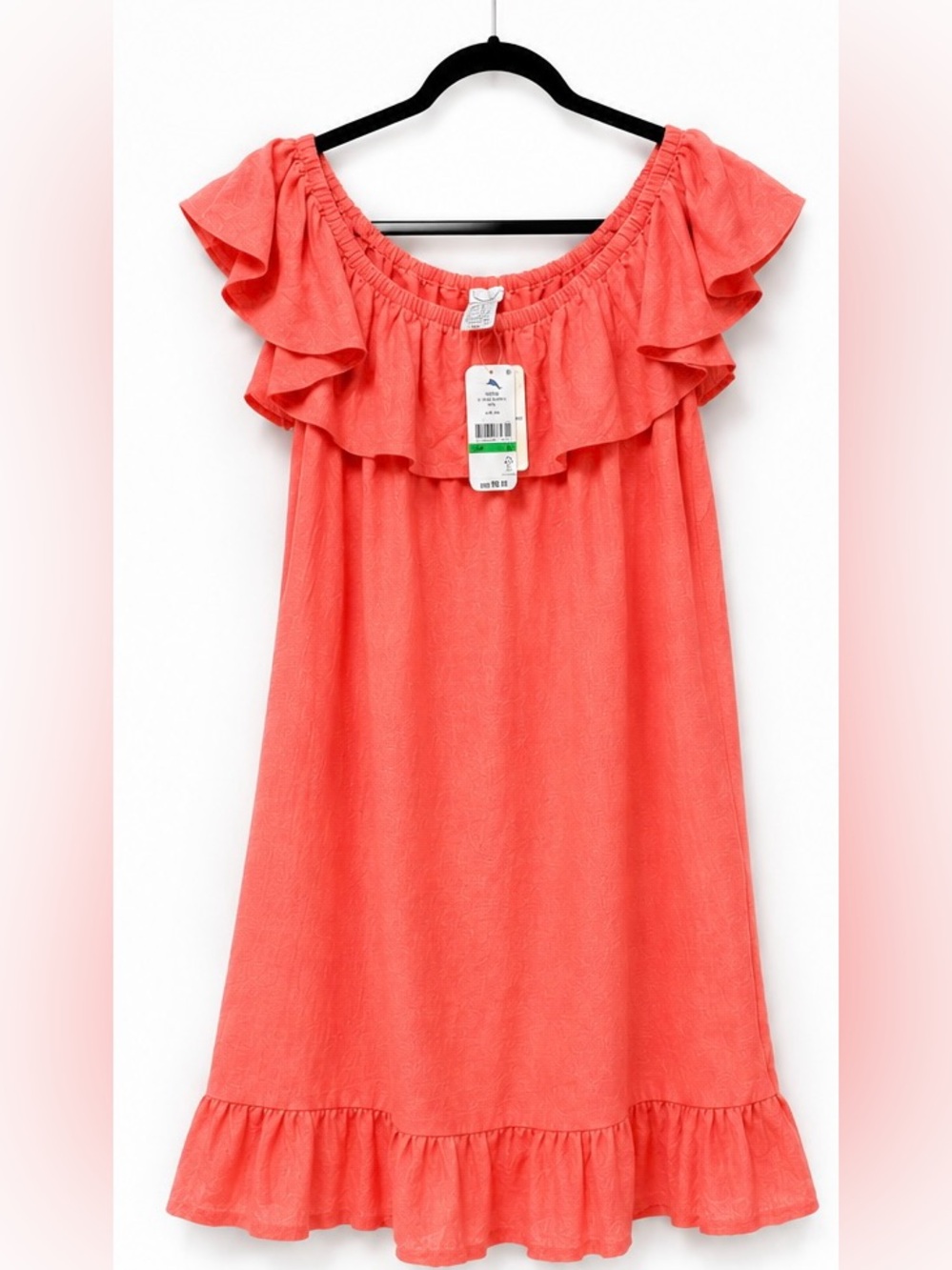 Tommy Bahama Coral Linen Ruffle Sundress NWT Size Large